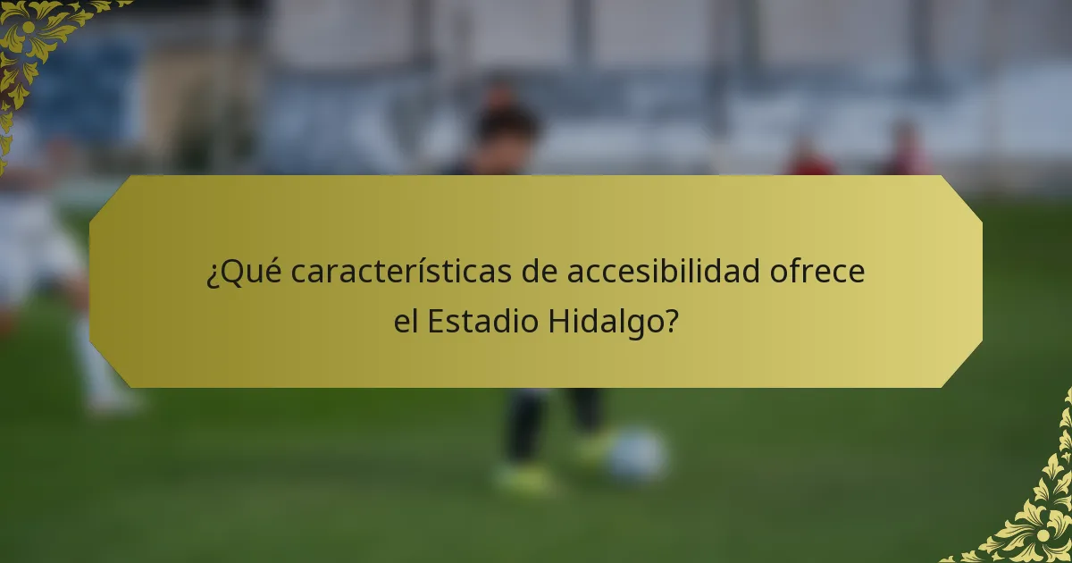 ¿Qué características de accesibilidad ofrece el Estadio Hidalgo?