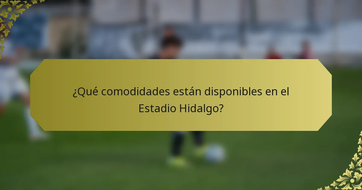 ¿Qué comodidades están disponibles en el Estadio Hidalgo?